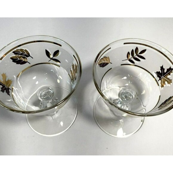 Vintage Set of 2 Libbey Starlyte Gold Leaf Frosted Sherbet Champagne Glasses MCM - Picture 3 of 6
